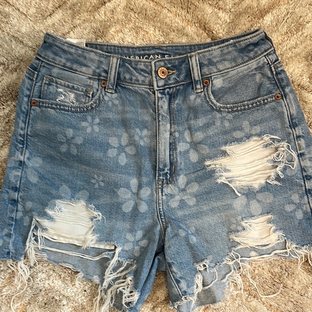 American Eagle Outfitters Women's Distressed Blue Denim Shorts